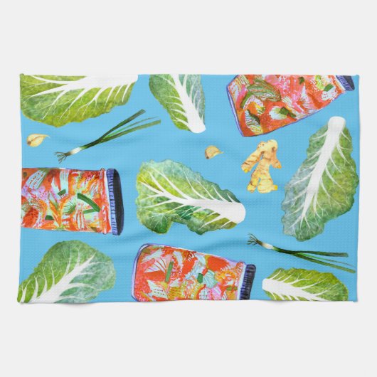 Linge De Cuisine Kimchi Ingrédients Aquarelle Fun Fermentation (Horizontal)