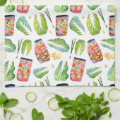 Linge De Cuisine Kimchi Ingrédients Fermentation épicée Aquarelle (Plié)