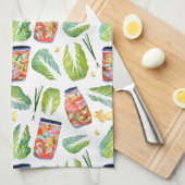 Linge De Cuisine Kimchi Ingrédients Fermentation épicée Aquarelle (Quart Plié)