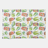 Linge De Cuisine Kimchi Ingrédients Fermentation épicée Aquarelle (Horizontal)