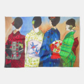 Linge De Cuisine Kimono de printemps japonais Geisha art (Horizontal)