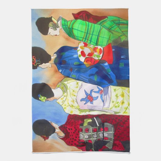 Linge De Cuisine Kimono de printemps japonais Geisha art (Vertical)