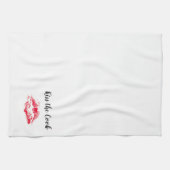 Linge De Cuisine Kiss the Cook Drôle Citation blanche Rouge Valenti (Horizontal)