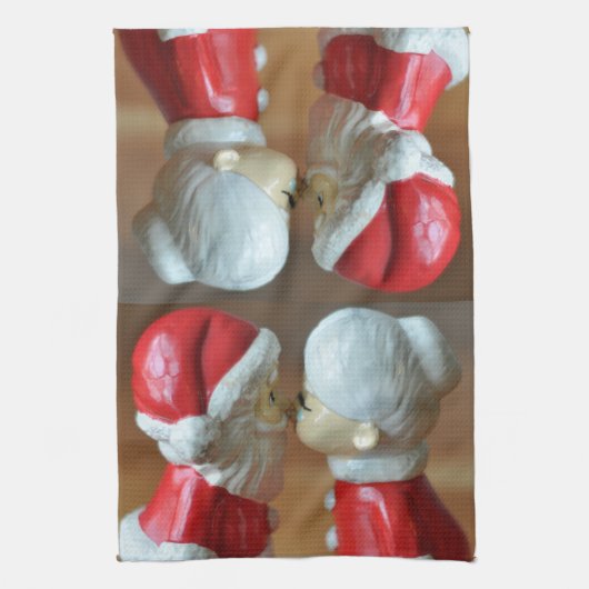 Linge De Cuisine Kissing Santas (Vertical)