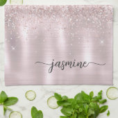 Linge De Cuisine Kit de script de nom de monogramme paillettes or r (Plié)