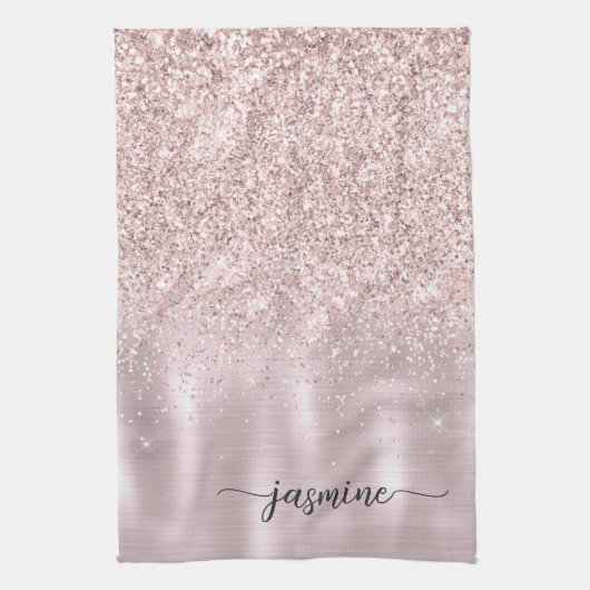 Linge De Cuisine Kit de script de nom de monogramme paillettes or r (Vertical)