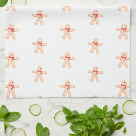 Linge De Cuisine Kitchen Towel - Christmas Gingerbread Man Pattern (Plié)