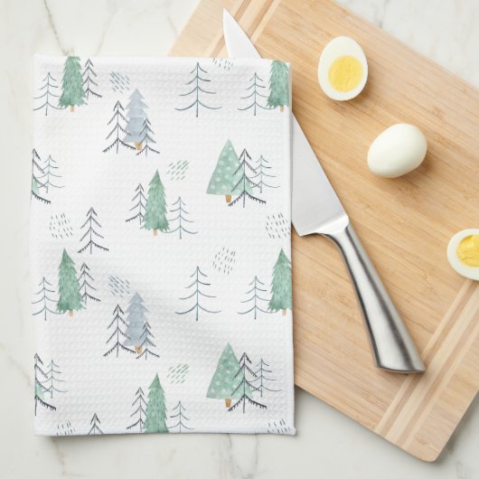 Linge De Cuisine Kitchen Towel - Christmas Trees Pattern (Quart Plié)