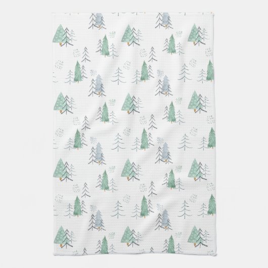 Linge De Cuisine Kitchen Towel - Christmas Trees Pattern (Vertical)