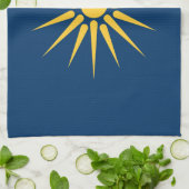 Linge De Cuisine Kitchen towel with Flag of Macedonia, Greece (Plié)