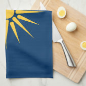 Linge De Cuisine Kitchen towel with Flag of Macedonia, Greece (Quart Plié)
