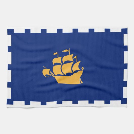 Linge De Cuisine Kitchen towel with Flag of Quebec City, Canada (Horizontal)