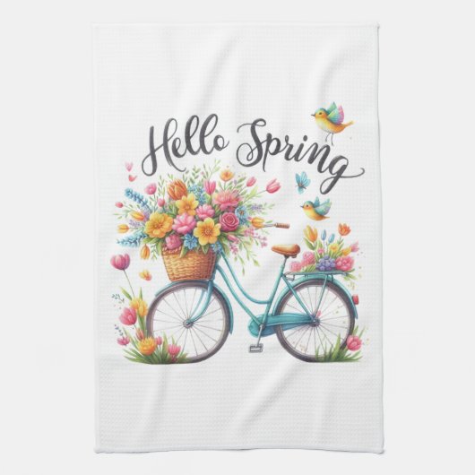 Linge De Cuisine Kitchen Towels-Hello Spring Floral Kitchen Towels (Vertical)