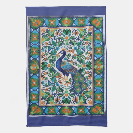 Linge De Cuisine Kitchen Towels - Peacock (Vertical)