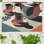 Linge De Cuisine Kitschen style 50's thé abstrait et biscuits (Plié)