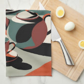 Linge De Cuisine Kitschen style 50's thé abstrait et biscuits (Quart Plié)