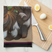 Linge De Cuisine Kitsune et fleurs de colombine (Quart Plié)