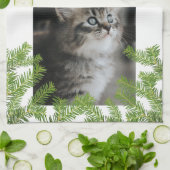 Linge De Cuisine Kitten Cat Photo Pine Snowflake Keepsaké (Plié)