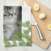 Linge De Cuisine Kitten Cat Photo Pine Snowflake Keepsaké (Quart Plié)