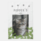 Linge De Cuisine Kitten Cat Photo Pine Snowflake Keepsaké (Vertical)