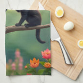 Linge De Cuisine Kitten Chêne Jardin Corbeau-Corbeaux Cuisine (Quart Plié)