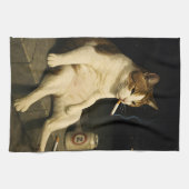 Linge De Cuisine Kitten Cigarette Drôle Chat Fumeur Mème Génération (Horizontal)
