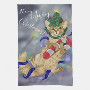Linge De Cuisine Kitty Cat Meowy Noël !