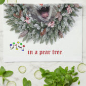 Linge De Cuisine Kitty chante "douze jours de Noël " (Plié)