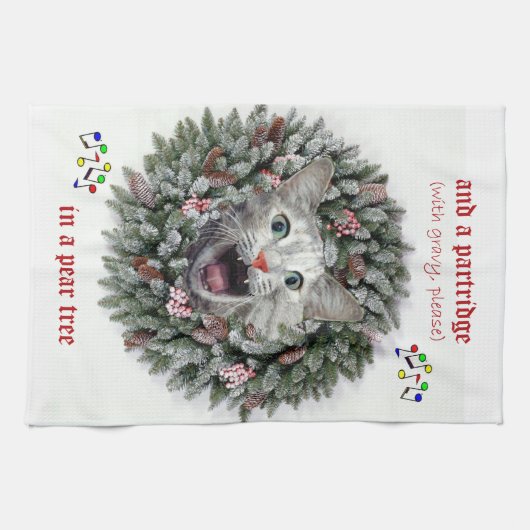 Linge De Cuisine Kitty chante "douze jours de Noël " (Horizontal)