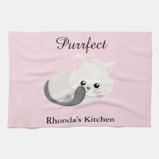 Linge De Cuisine Kitty Chat rose (Horizontal)