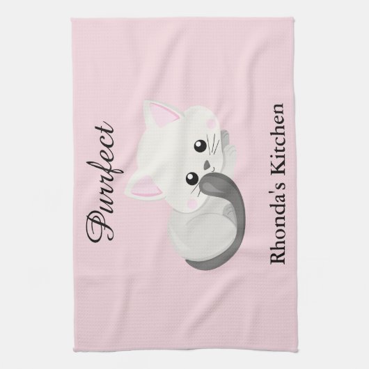 Linge De Cuisine Kitty Chat rose (Vertical)