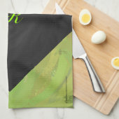 Linge De Cuisine Kiwi Bash Vert et noir Monogramme (Quart Plié)