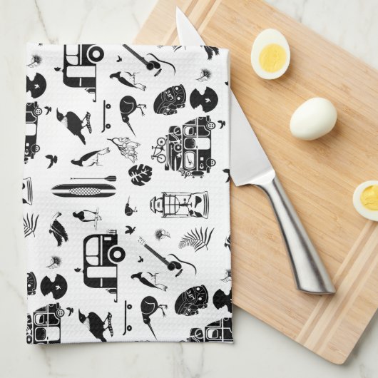 Linge De Cuisine kiwi motif d'été TRANS (Quart Plié)