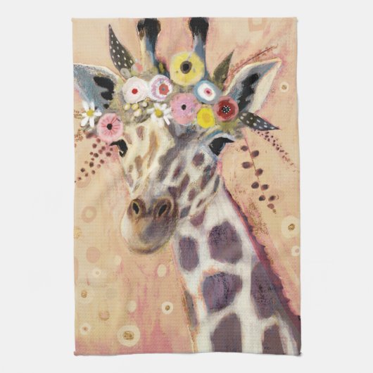 Linge De Cuisine Klimt Giraffe | Orné De Fleurs (Vertical)