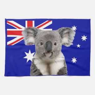 Linge De Cuisine Koala avec fond de drapeau australien