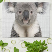 Linge De Cuisine Koala sur fond de lin gris    (Plié)
