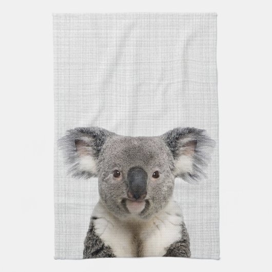 Linge De Cuisine Koala sur fond de lin gris    (Vertical)