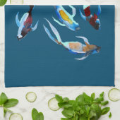 Linge De Cuisine koi Fish aquarelle art japonais (Plié)
