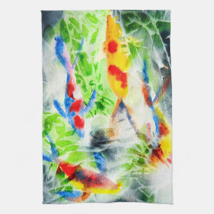 Linge De Cuisine Koi Watercolor poisson fine art