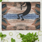 Linge De Cuisine Kokopelli Désert Sud-Ouest Brown 2 mosaïques (Plié)