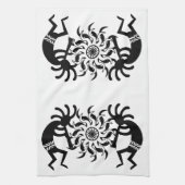Linge De Cuisine Kokopelli Noir Et Blanc Soleil Tribal Sud-Ouest (Vertical)