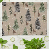 Linge De Cuisine Kraft Natural Winter Woodland Snowy Spruce & Stade (Plié)