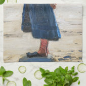 Linge De Cuisine Kroyer - Petite fille debout sur Skagen Beach (Plié)