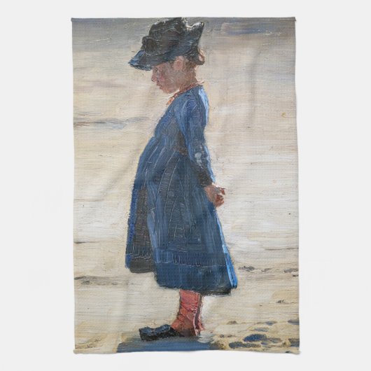 Linge De Cuisine Kroyer - Petite fille debout sur Skagen Beach (Vertical)