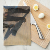 Linge De Cuisine Kroyer - Trois pêcheurs tirant un bateau (Quart Plié)