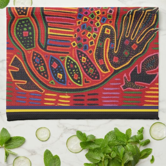 Linge De Cuisine Kuna Iguana Mola (Plié)