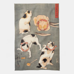 Linge De Cuisine Kuniyoshi quatre chats