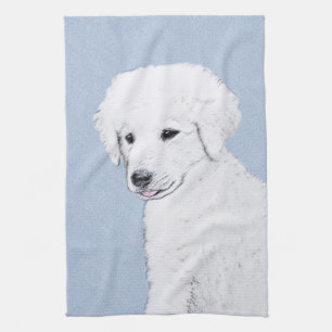 Linge De Cuisine Kuvasz Peinture - Cute Original Chien Art