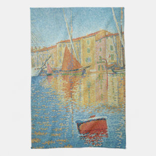 Linge De Cuisine La Bouée rouge de Paul Signac, Pointillisme vintag