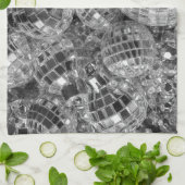 Linge De Cuisine La boule de disco ornemente la photo noire et (Plié)